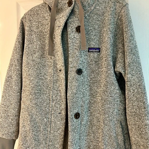 Patagonia Gray Hooded Long Sweater Jacket Sz Medium - Picture 1 of 6